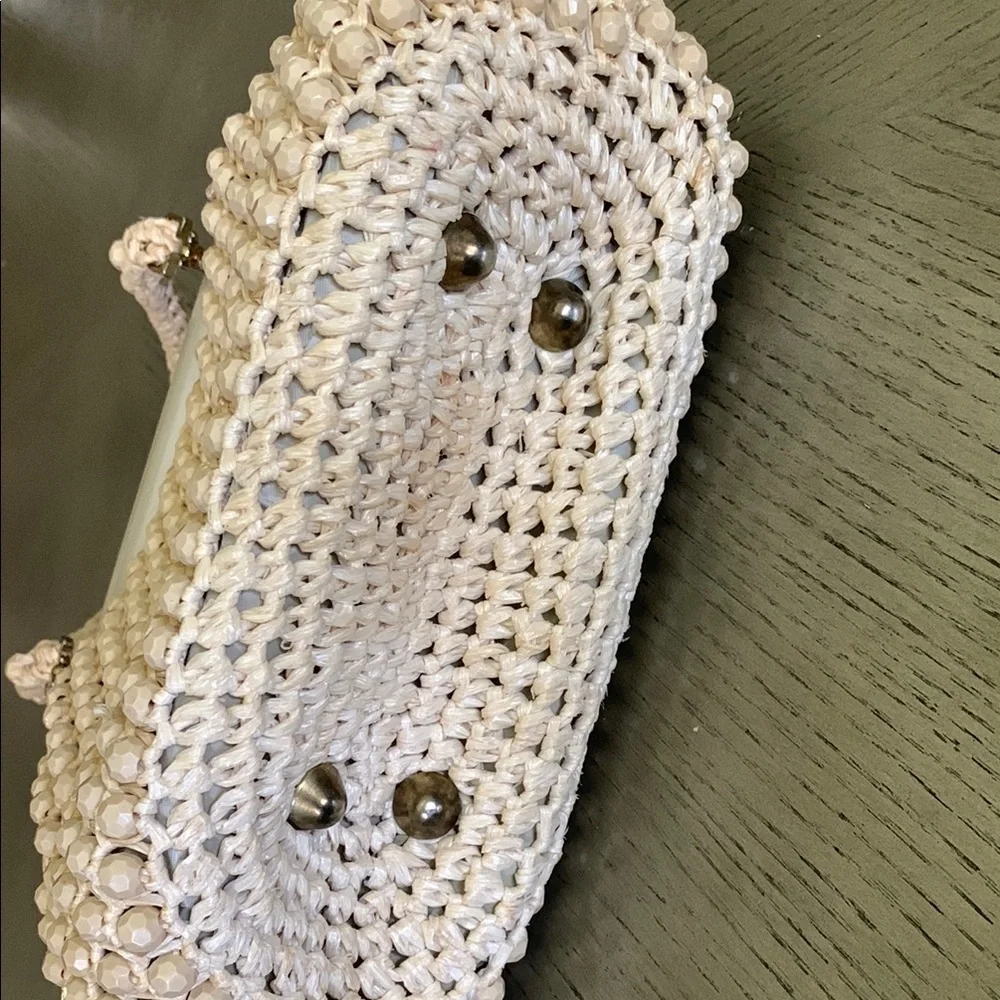 Vintage LEFCORT Elegant Cream Beaded Handbag - Picture 4 of 16